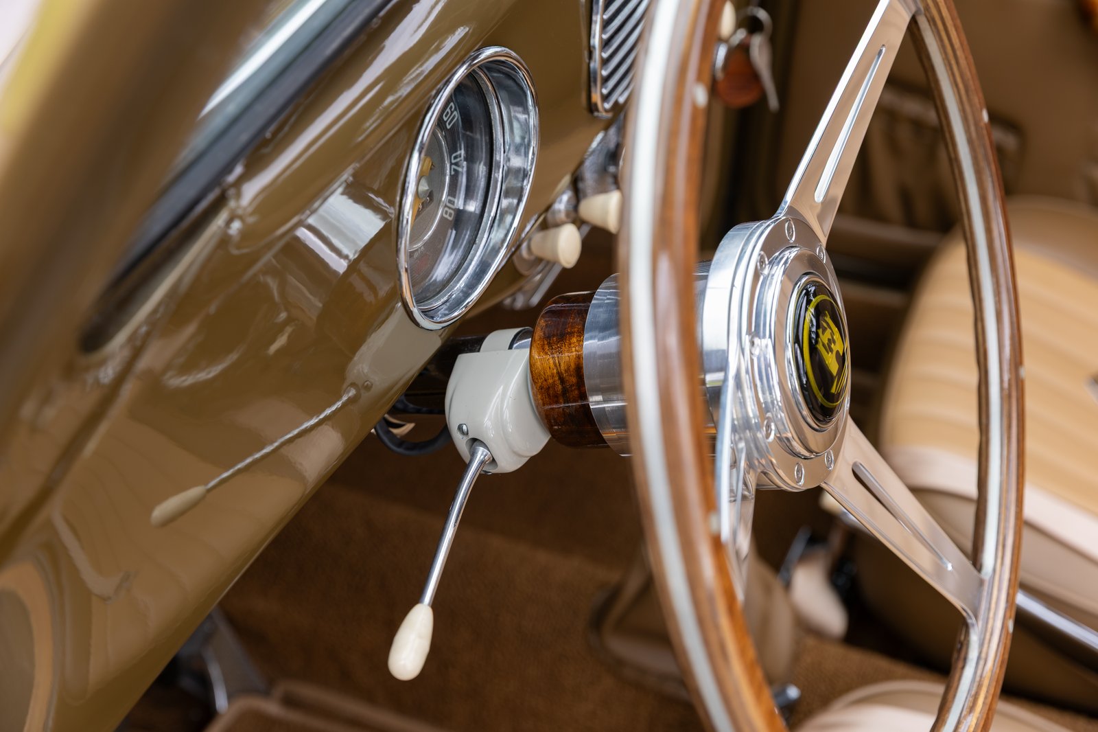 The collar around the steering column was also turned from Koa wood.